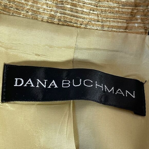 Dana Buchman Gold Silk/Wool Blend 3/4 Length Jacket Sz 6 - Picture 3 of 8